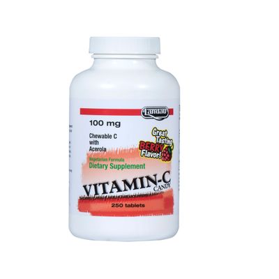 Landau, Kosher Chewable VITAMIN-C CANDY 100mg, Berry Flavor