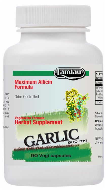 Landau, Kosher GARLIC Maximum Allicin Formula 500mg, Size: 90 Vegetarian Capsules