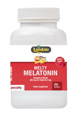 Landau, Kosher Melty MELATONIN 300mcg (0.3mg), Dissolves in Mouth, Cherry Flavor