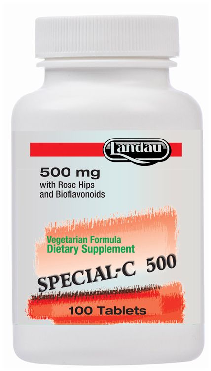 Landau, Kosher SPECIAL-C 500mg, with Rose Hips &amp; Bioflavonoids, Size: 100 Tablets