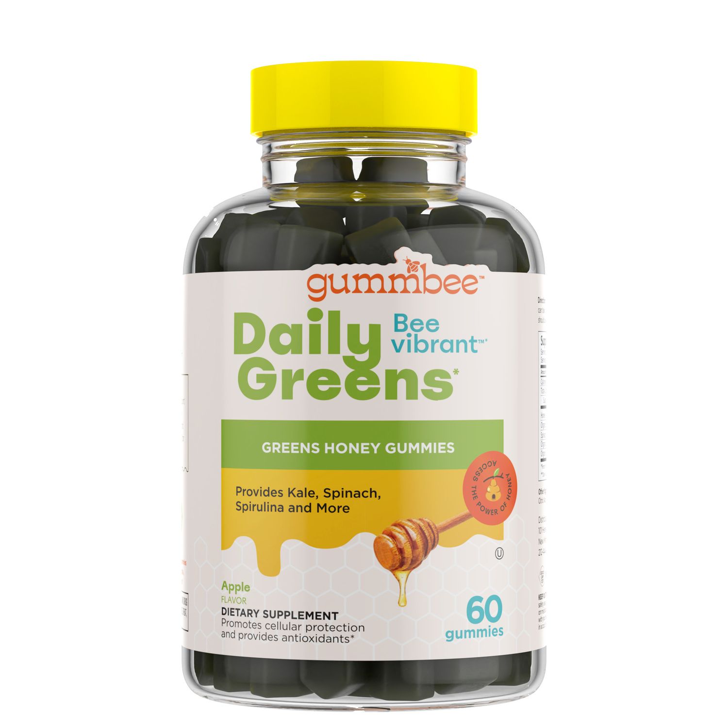 GUMMBEE, DAILY GREENS Honey Gummies, Apple Flavor - 60 Gummies