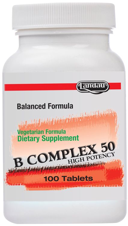 Landau, Kosher Vitamin B COMPLEX 50 mg, Size: 100 Tablets