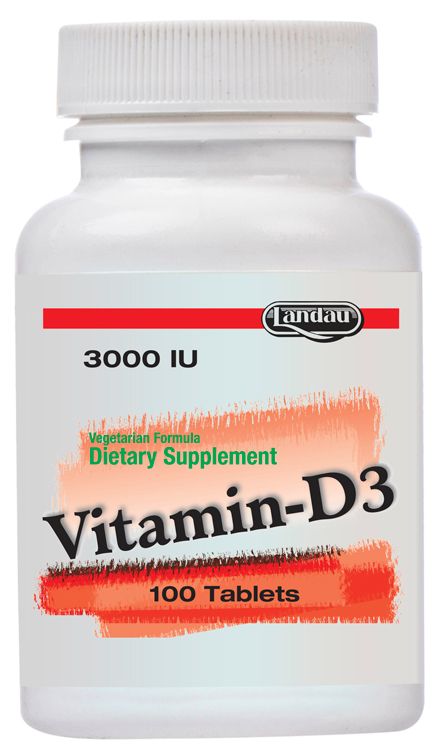 Landau, Kosher Vitamin D3 3000 IU, Size: 100 Tablets