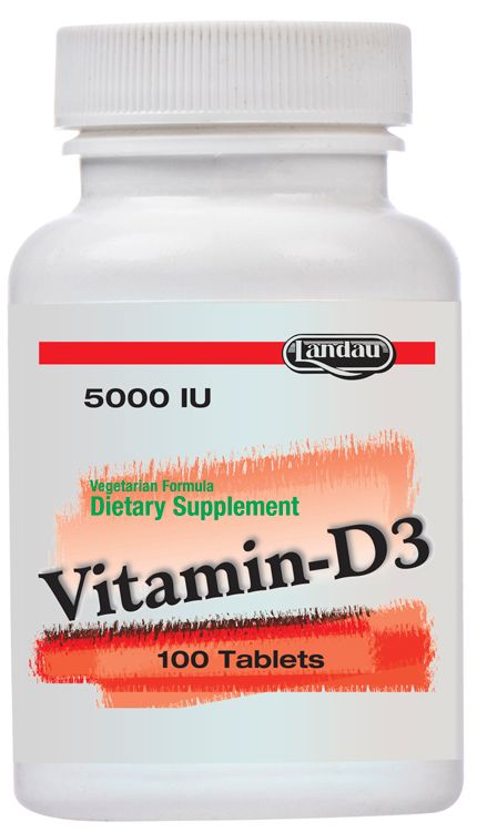 Landau, Kosher Vitamin D3 5000 IU, Size: 100 Tablets