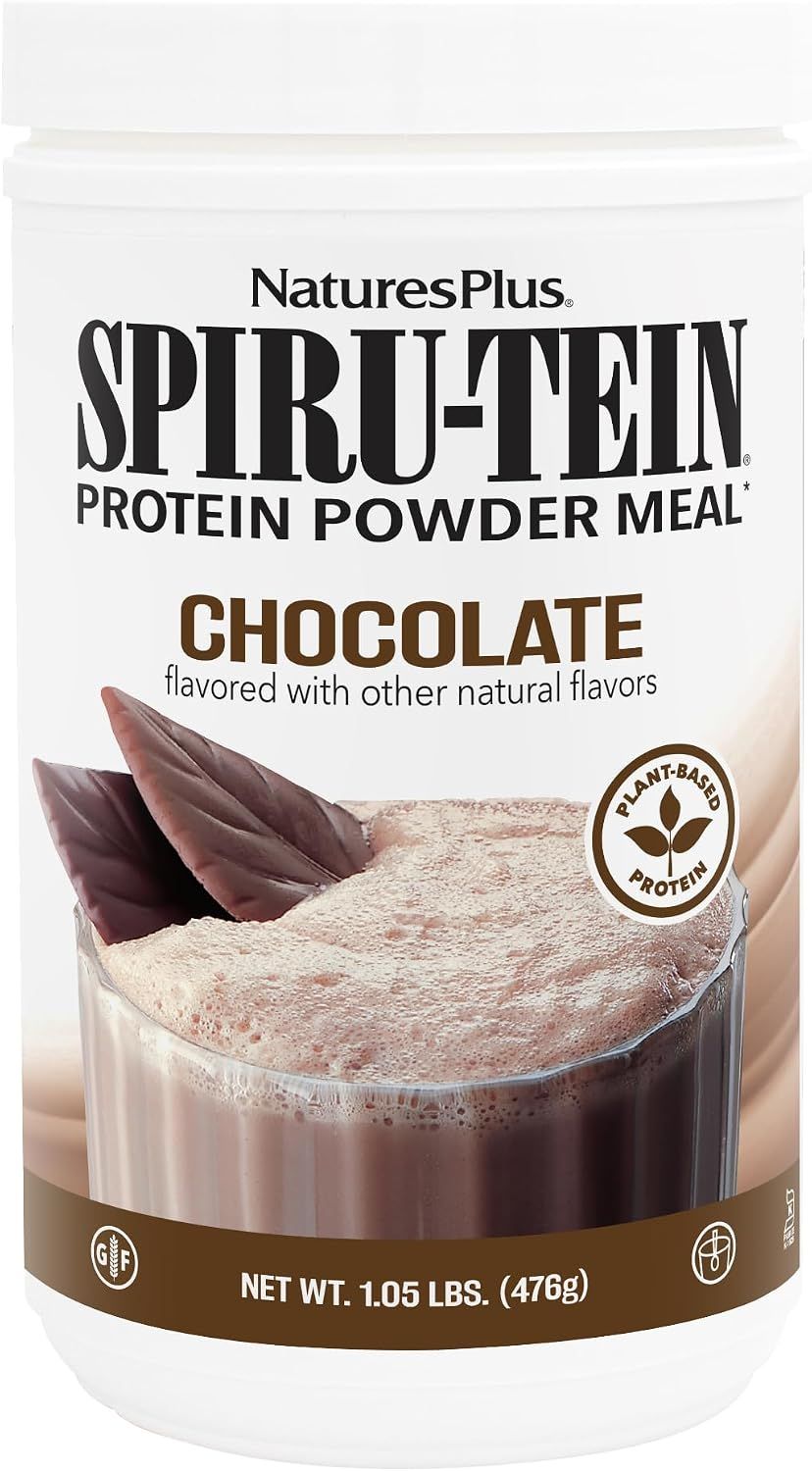 Nature's Plus, SPIRU-TEIN Protein, Chocolate Flavor, Powder, Size: 1.05 Lbs. (476g)