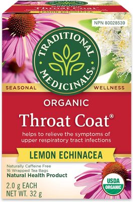 Traditional Medicinals, Organic Throat Coat Lemon Echinacea
