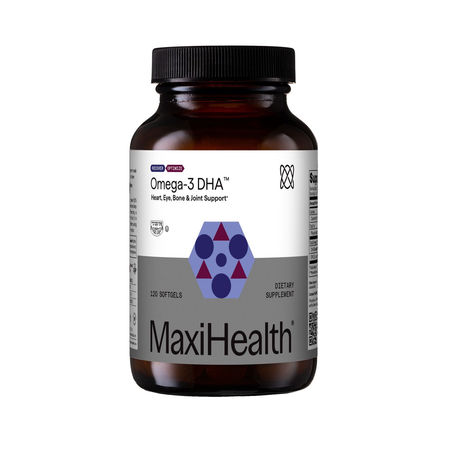 Maxi Health, Kosher OMEGA-3 DHA, Heart + Eye + Bone &amp; Joint Support - 120 Softgels