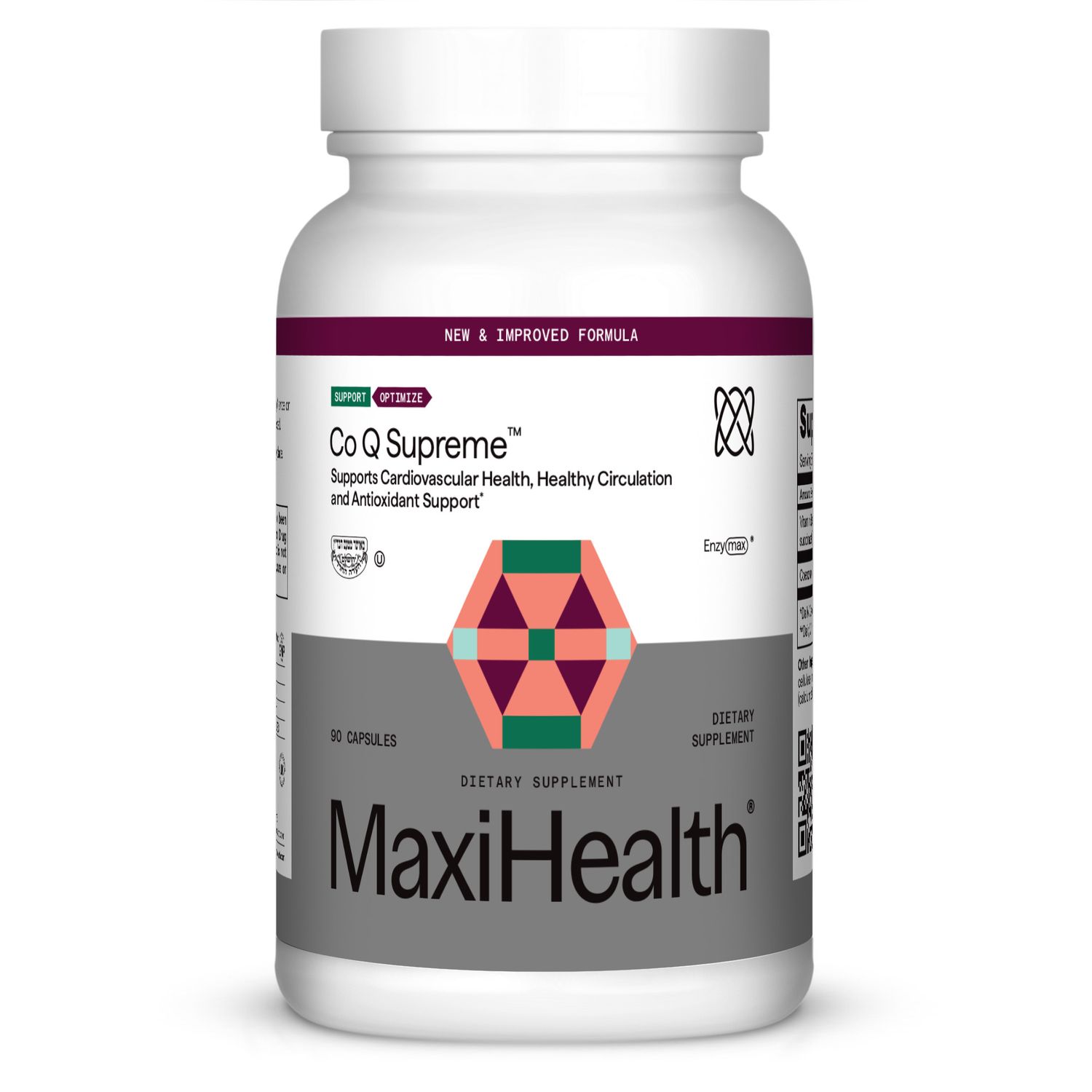 Maxi Health, Kosher CO Q SUPREME (Coenzyme Q10 200mg) with Vitamin E, Supports Cardiovascular Health + Healthy Circulation &amp; Antioxidant Support - 90 Vegetable Capsules