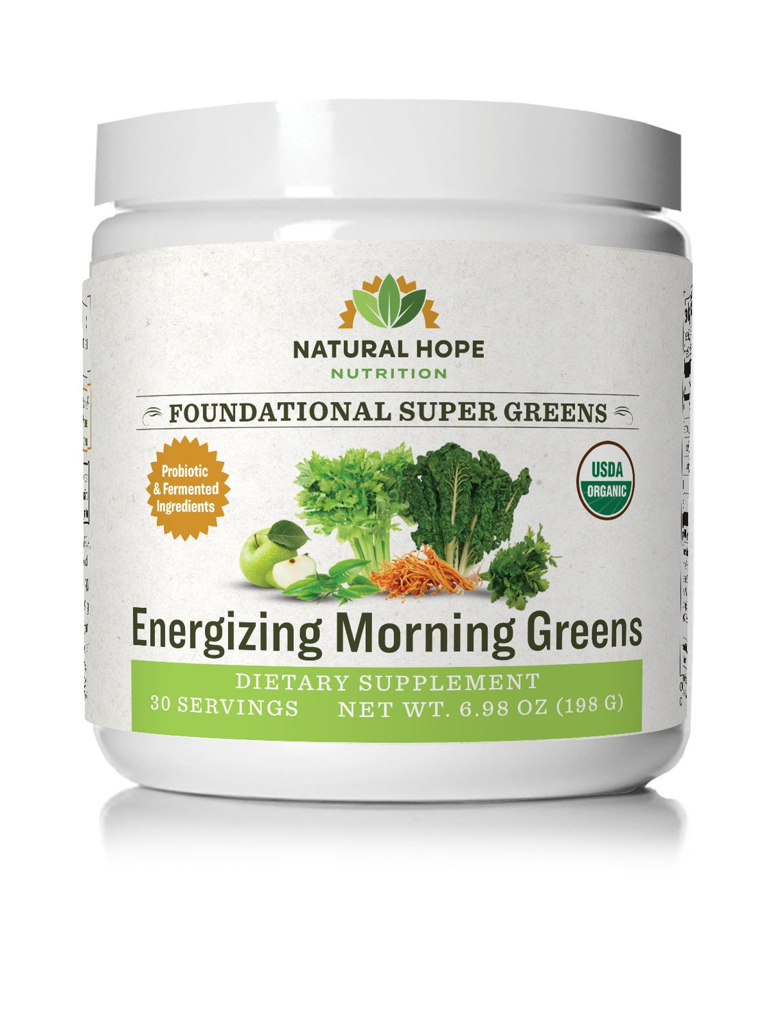 Natural Hope, Organic Energizing Morning Blend, Foundational Super Greens - 6.98 oz. (198g)