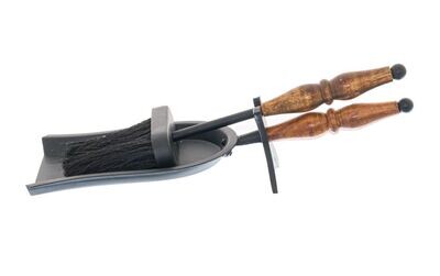 Hand Turned Hearth Tidy With Wooden Handle - Fireplace Accessories - Brush & Shovel
