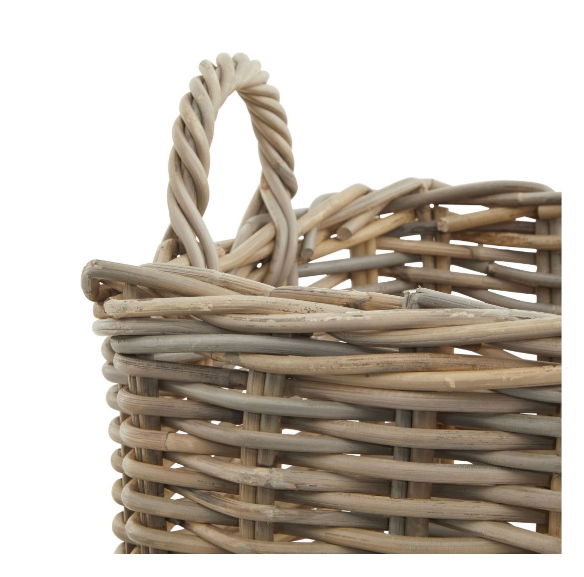 Set of 3 Kubu Rattan Square Storage Baskets - For Logs, Kindling, Blankets etc.