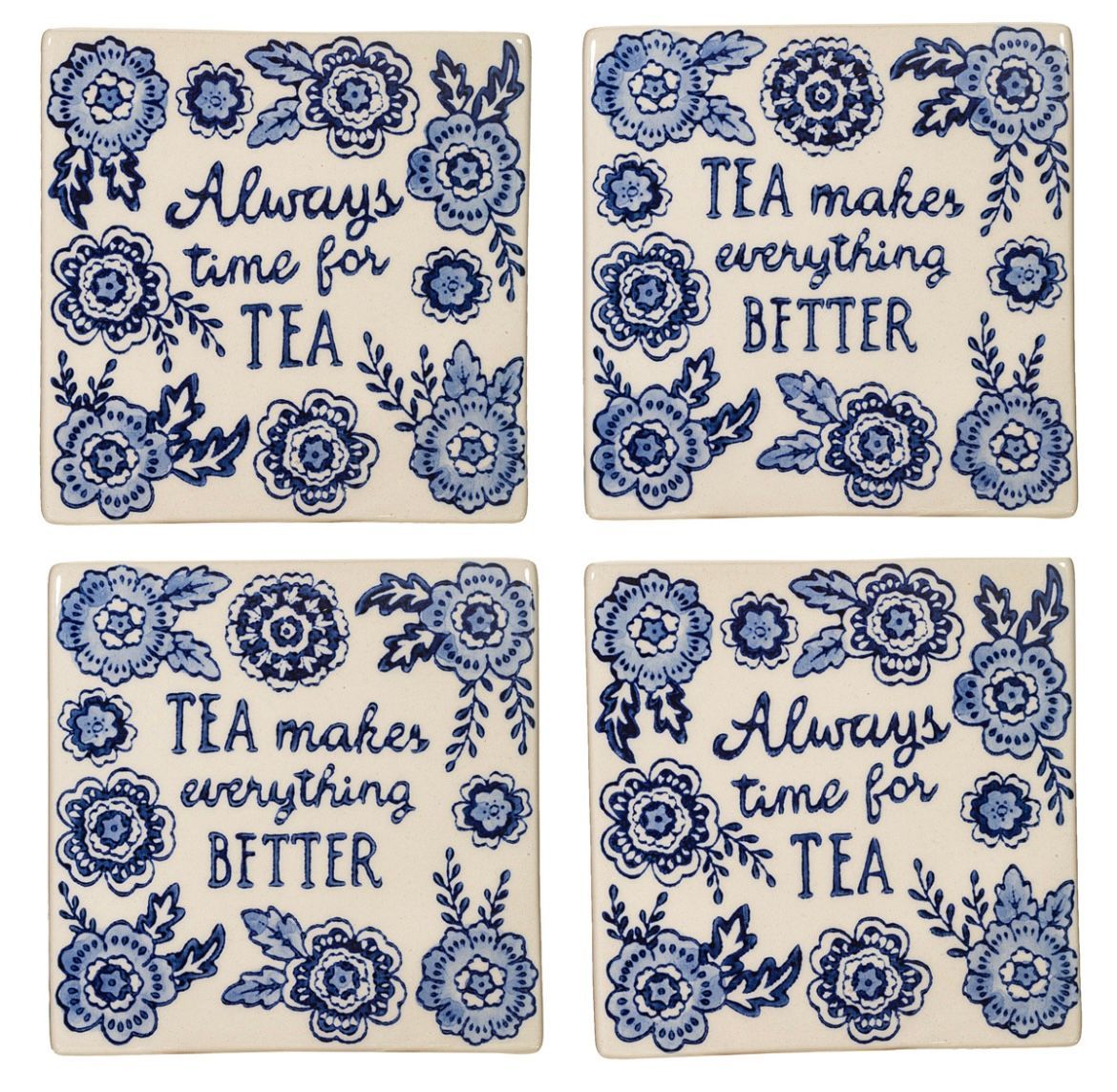 Blue Willow Coasters - Set Of 4