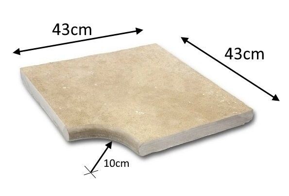 ANGLE MARGELLE TRAVERTIN 3cm (1/2 rond) Prix TTC / Pièce