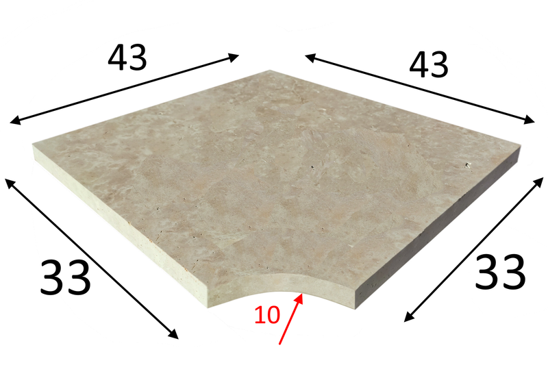 ANGLE MARGELLE TRAVERTIN 3cm (Chant Droit) Prix / Pièce