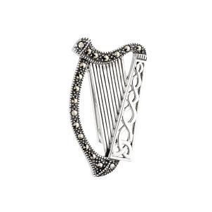 Sterling Silver and Marcasite Harp Brooch Sterling Silver and Marcasite Harp Brooch