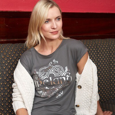Pewter Ireland Celtic Foil Ladies T-Shirt Pewter Ireland Celtic Foil Ladies T-Shirt