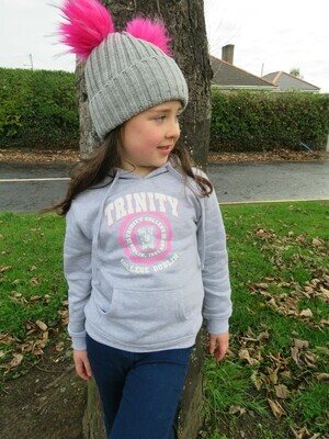 Grey Marl/Pink Trinity Crest Kids Hoodie Grey Marl/Pink Trinity Crest Kids Hoodie