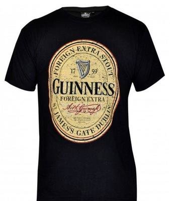 Guinness Black Distressed English Label Tee Guinness Black Distressed English Label Tee