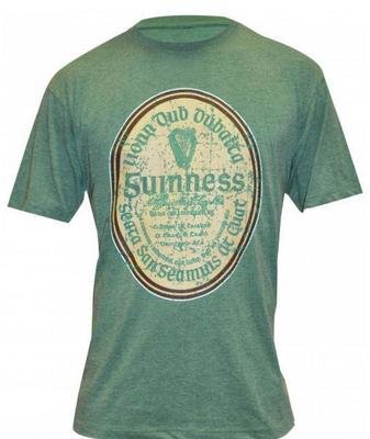 Guinness Green Distressed Gaelic Label Tee Guinness Green Distressed Gaelic Label Tee