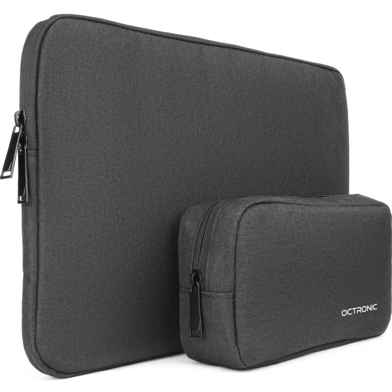 Laptophoes 14 inch - Laptop Sleeve, Tablet Hoes - met kabel organizer etui - Zwart