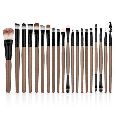 Evvie 20-delige make-up kwasten set - zwart bruin