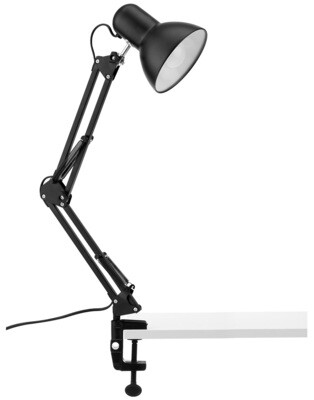 Bureaulamp Leeslamp Tafellamp met schroefklem - E27 fitting - zwart