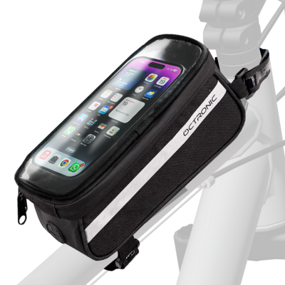Frametas fiets met Telefoonhouder Waterdicht - Fietstassen electrische fietsen - 6.8 inch – Zwart