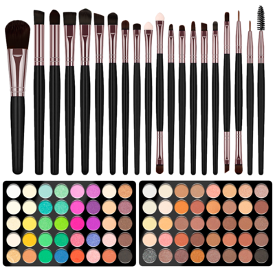 Evvie Ultimate Eyeshadow Kit - 20 delige make-up borstelset met 88 kleuren oogschaduw palette