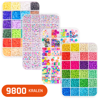 Kralen Set XXL - Sieraden maken - Letterkralen - Polymeer Kralen - Katsuki Kralen - Glaskralen - Kralenset met meer dan 9800 kralen