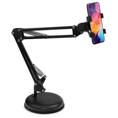 Telefoonstandaard - Microfoon arm - met universele houder - Statief voor Smartphone Microfoon Webcam - zwart