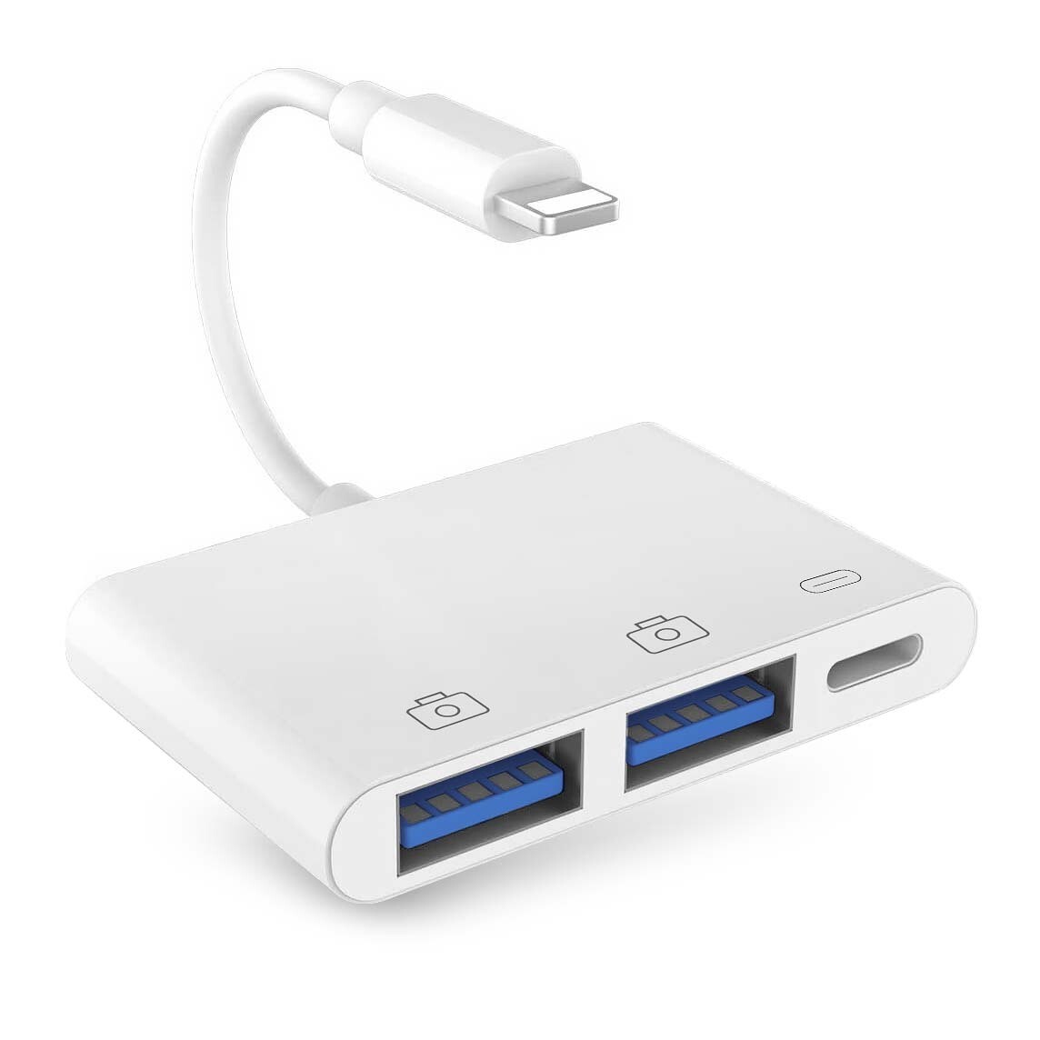 OTG kabel - 8-pins aansluiting naar 2x USB 3.0 voor SmartPhone en Pad met iOS13 of hoger - Geschikt voor iPhone 7/8/9/10/11/12/13/14