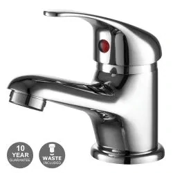 WRAS Approved Mini Mono Basin Mixer with Click Clack Waste