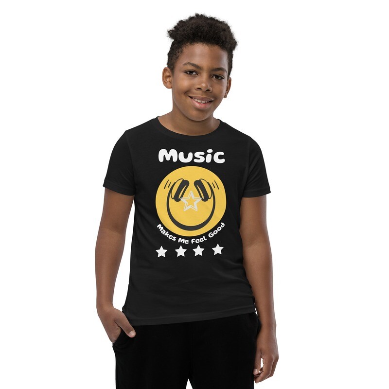 Music Makes Me Feel Good Smiley Face Shirt Youth (Boys &amp; Girls) UniSex