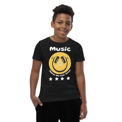 Music Makes Me Feel Good Smiley Face Shirt Youth (Boys &amp; Girls) UniSex