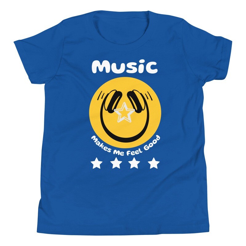 Music Makes Me Feel Good Smiley Face Shirt Youth (Boys &amp; Girls) UniSex