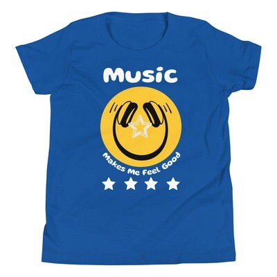 Music Makes Me Feel Good Smiley Face Shirt Youth (Boys &amp; Girls) UniSex