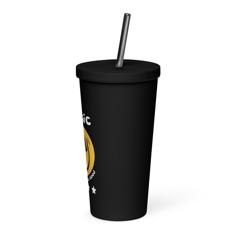 Music Smiley Face Insulated Tumbler With A Straw