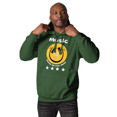 Smiley Face Music Makes Me Feel Good Unisex Premium Hoodie