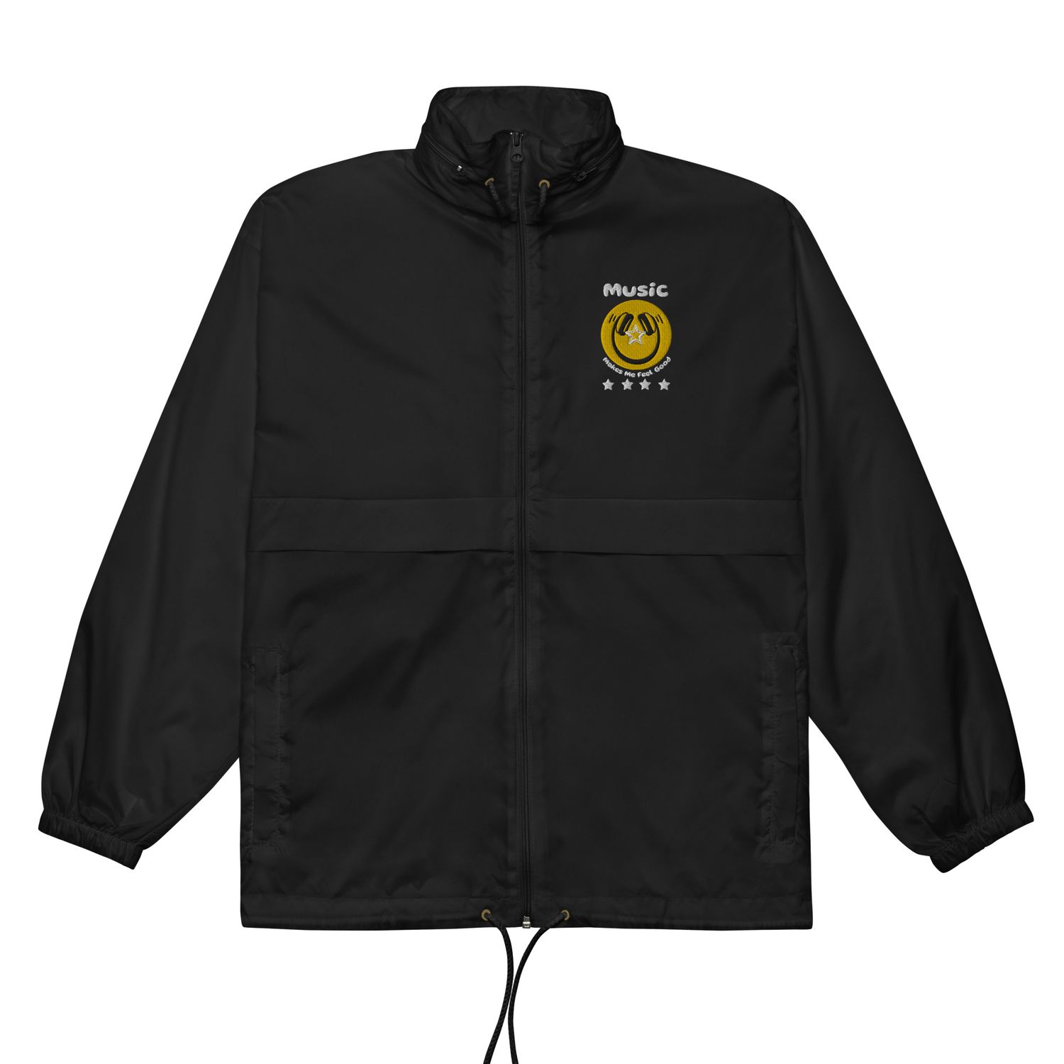 Music Makes Me Feel Good Smiley Face Unisex Windbreaker Jacket