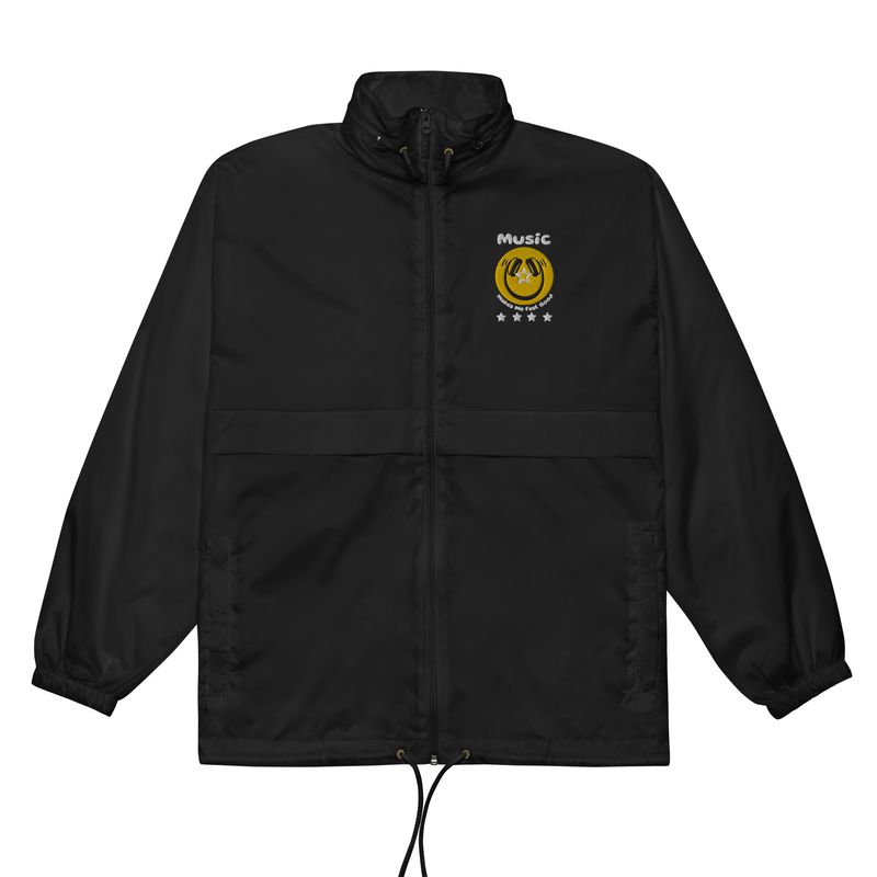 Music Makes Me Feel Good Smiley Face Unisex Windbreaker Jacket
