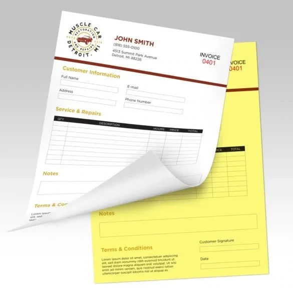 2-part Full Color NCR Forms w Variable Numbering