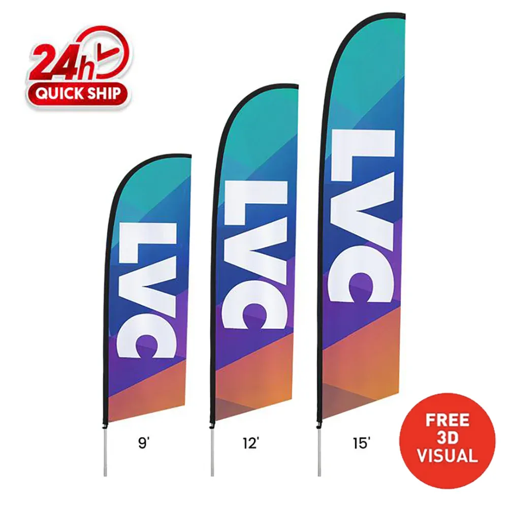 Premium Angled Flags Standard Sizes (9ft, 12ft, 15ft)