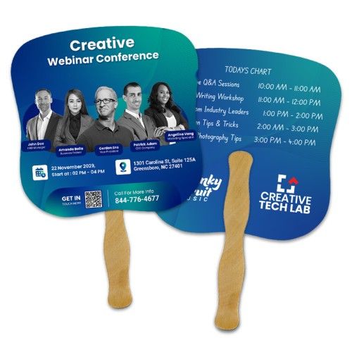 7.25x7.25 Inch Hourglass Full Color Double Sided Hand Fans - 16 pt