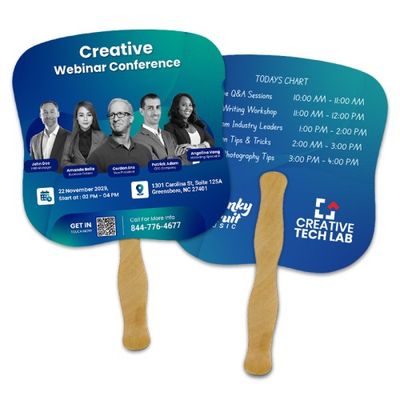 7.25x7.25 Inch Hourglass Full Color Double Sided Hand Fans - 16 pt