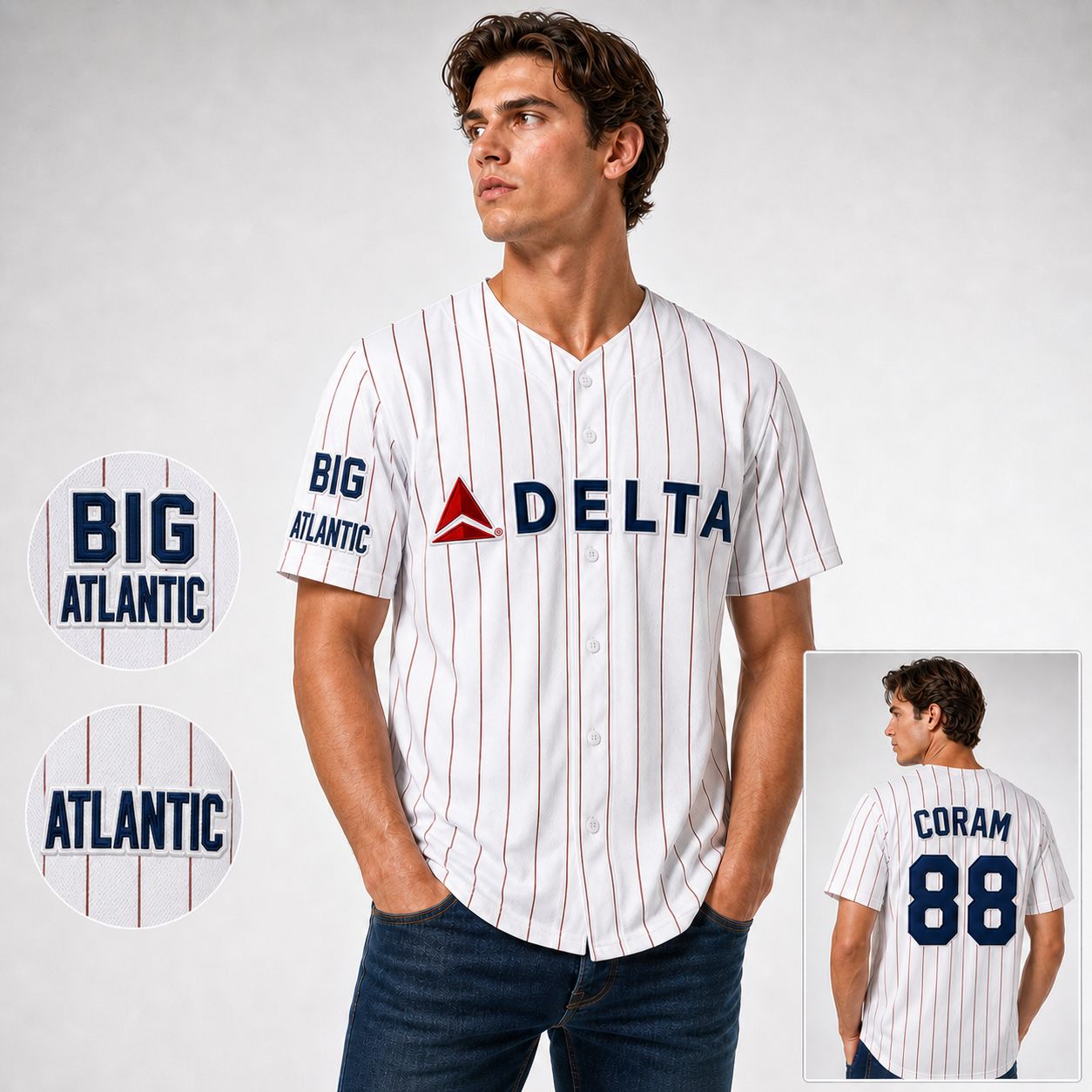 MC Custom Tack &amp; Twill Baseball Jersey - (Tackle Twill Baseball Jersey with Buttons, Premium 200 GSM)
