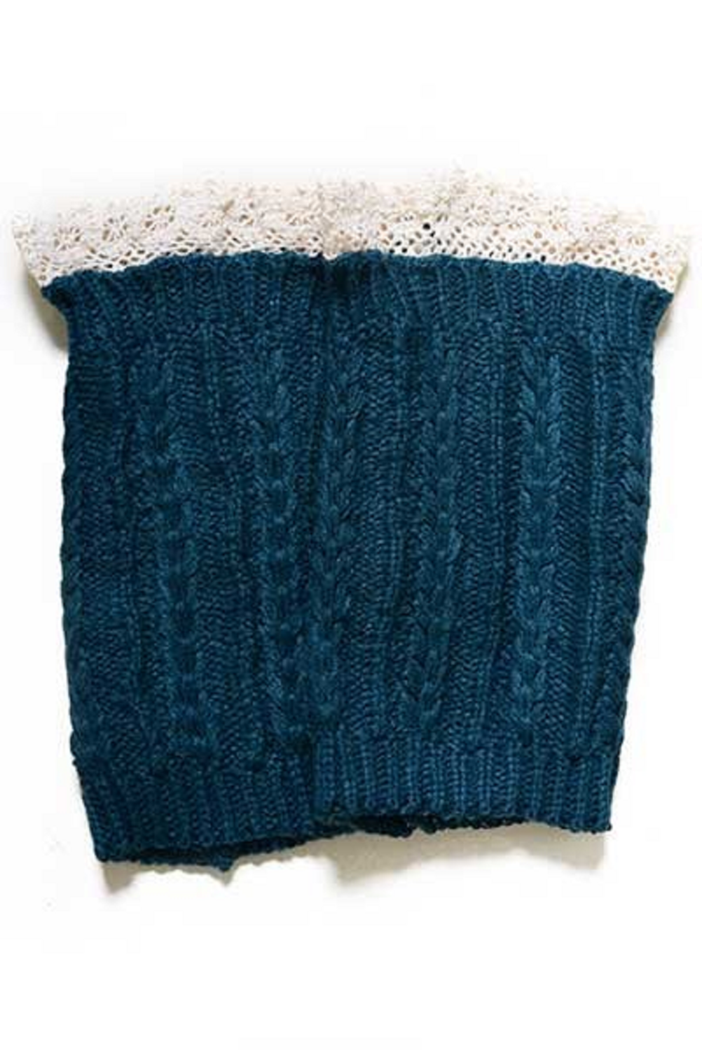 Women's Crochet Trim Short Leg Warmers-FOREST GREEN