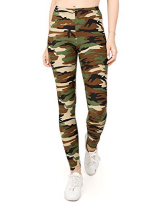 Women's Classic Camo Print Stretch-Knit Pant Leggings, Camouflage, One Size