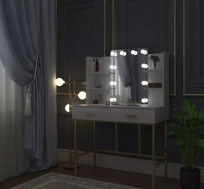 Modern White Gold Vanity Dressing Table