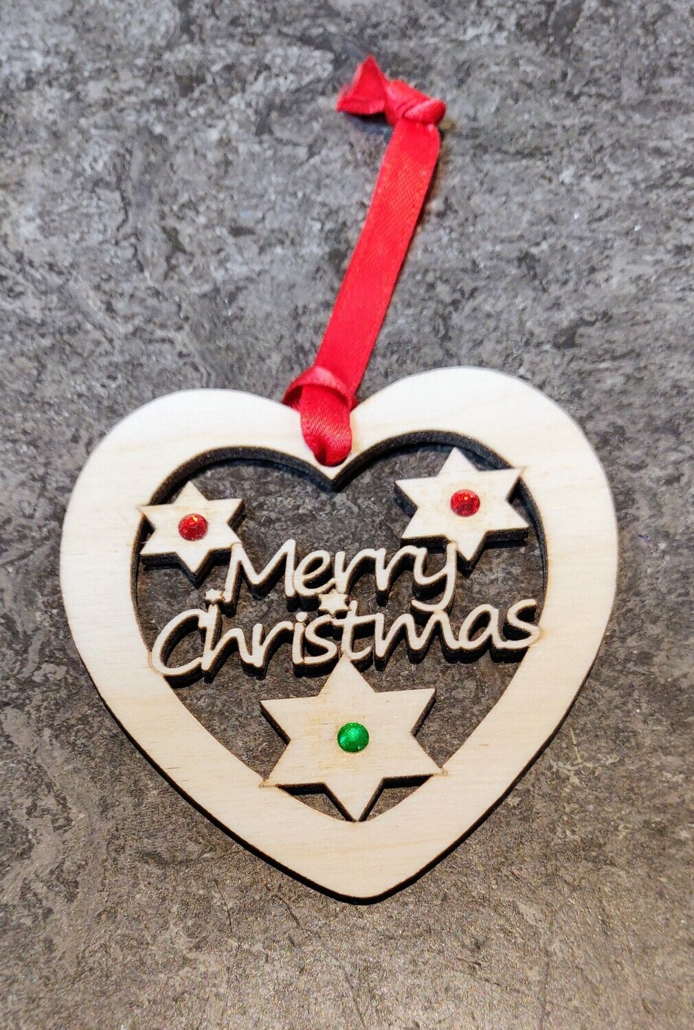 Small Wooden Christmas Decorations, Design: Merry Christmas Heart