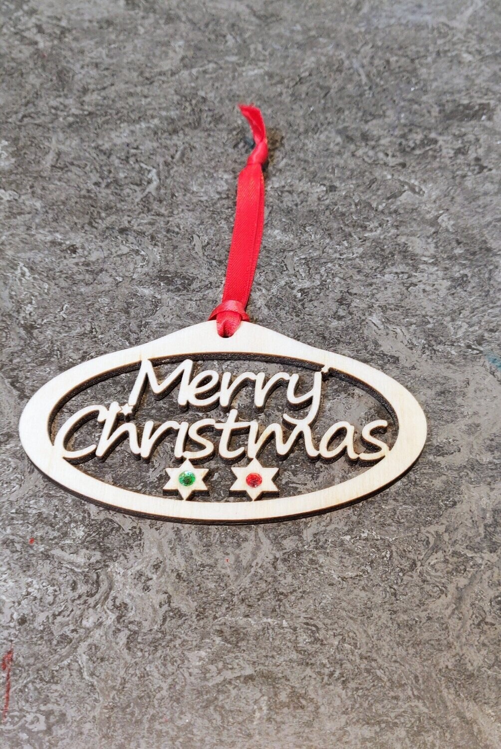 Wooden Christmas Decorations, Design: Merry Christmas Oval